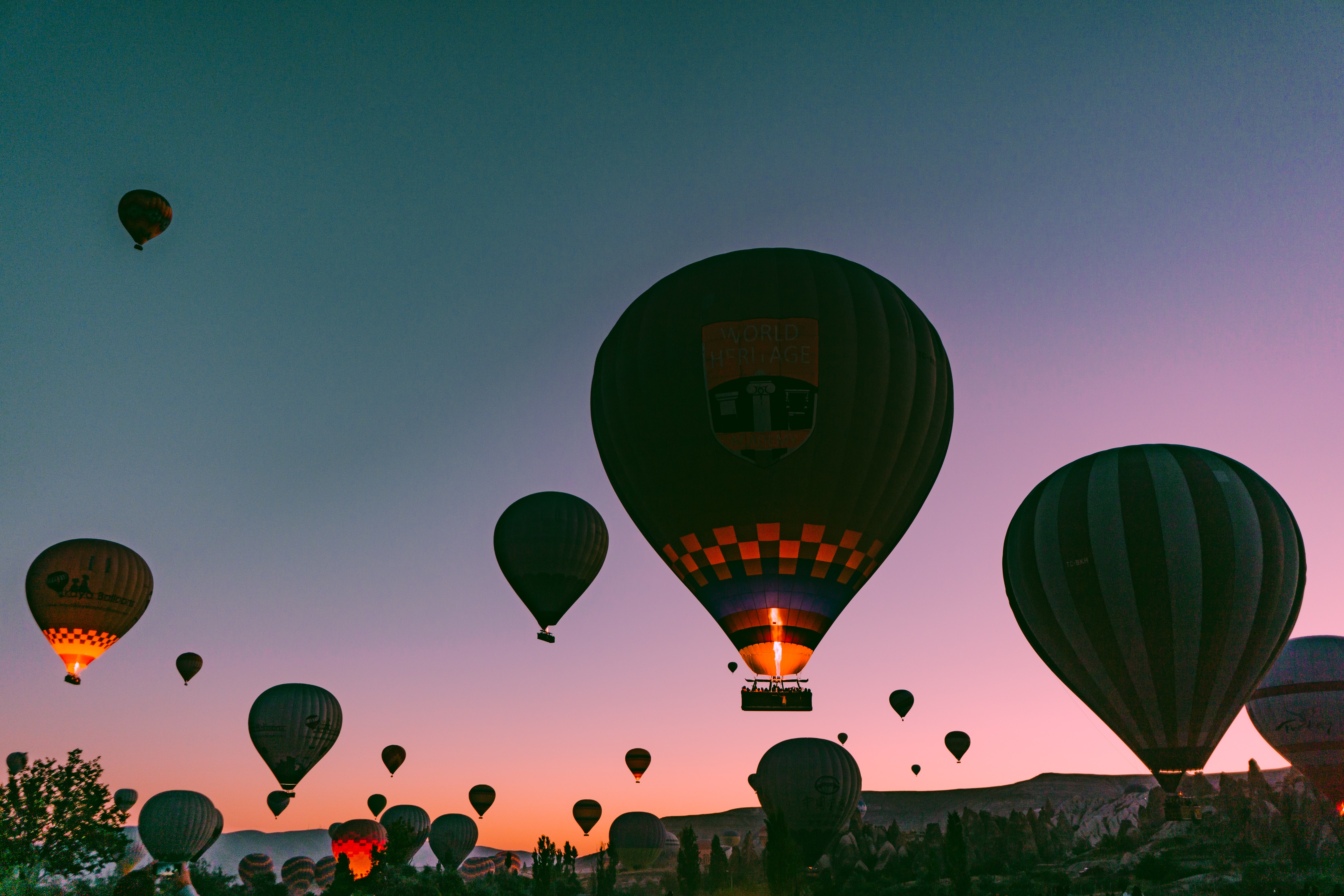 The hot air balloons of Cappadocia at night