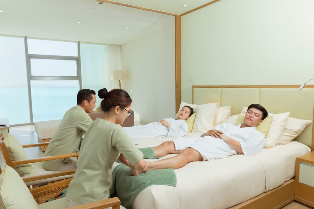 무료로 제공되는 발 마사지.