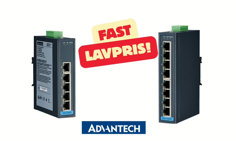 Rimelige lagerførte Advantech switcher