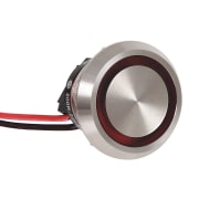 Piezo trykknapp rød u/lys IP69K 24VDC 22,5mm m/tekst 12pt