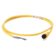 M12 kabel, 4-Pin, hunn-løse ender, Gul, Uskjermet, 30cm