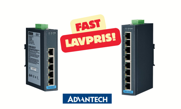 Rimelige lagerførte Advantech switcher