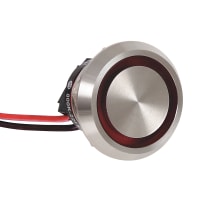 Piezo lystrykknapp rød IP69K 24VDC 22,5mm