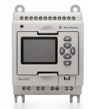 Micro810 PLC 12..24VDC, 8DI (4 combo 0-10V AI), 4DO, trans.