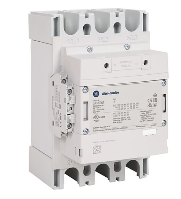 Kontaktor 265A, 110-250V AC/DC styrespenning, 1NO/1NC