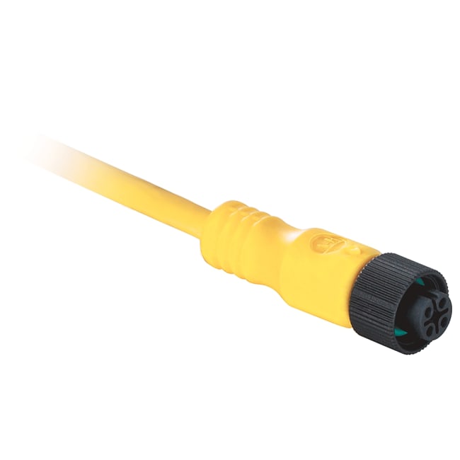 M12 kabel 5-pin M12-løs ende, Uskjermet, Gul, 30 meter