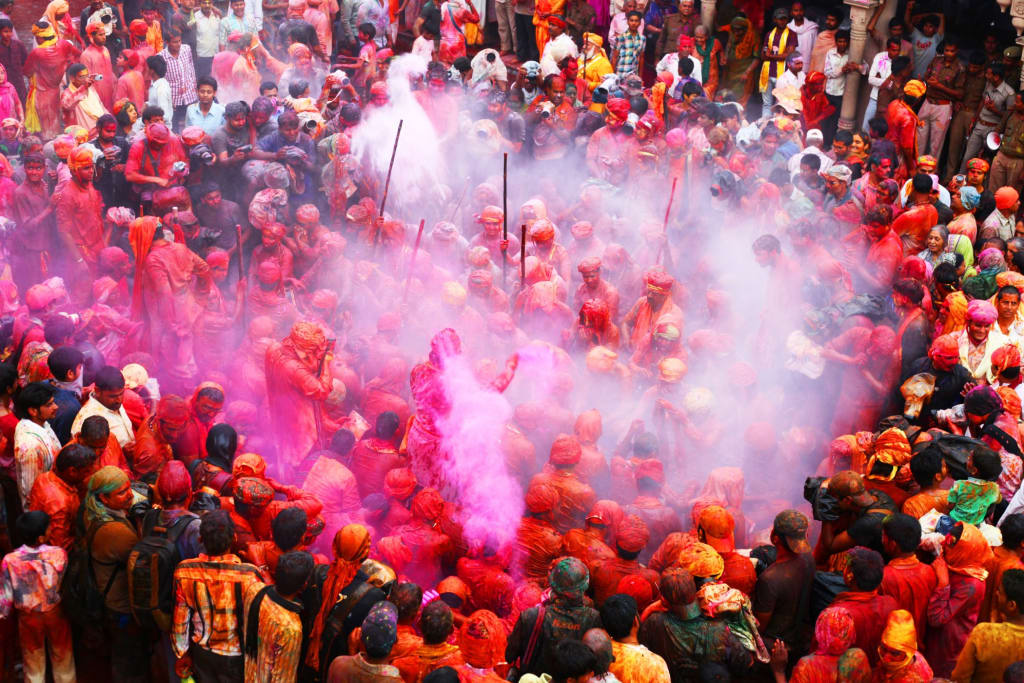Holi Festival: Top 4 Spectacular Places to Celebrate in India. 2 Lathmar Holi as holi festival in Barsana, Uttar Pradesh