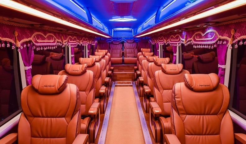 Reclining VIP seats inside Iranian bus