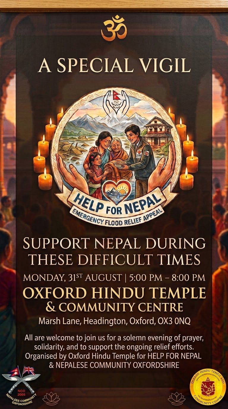A Special Vigil — Support Nepal During These Difficult Times, Oxford Hindu Mandir