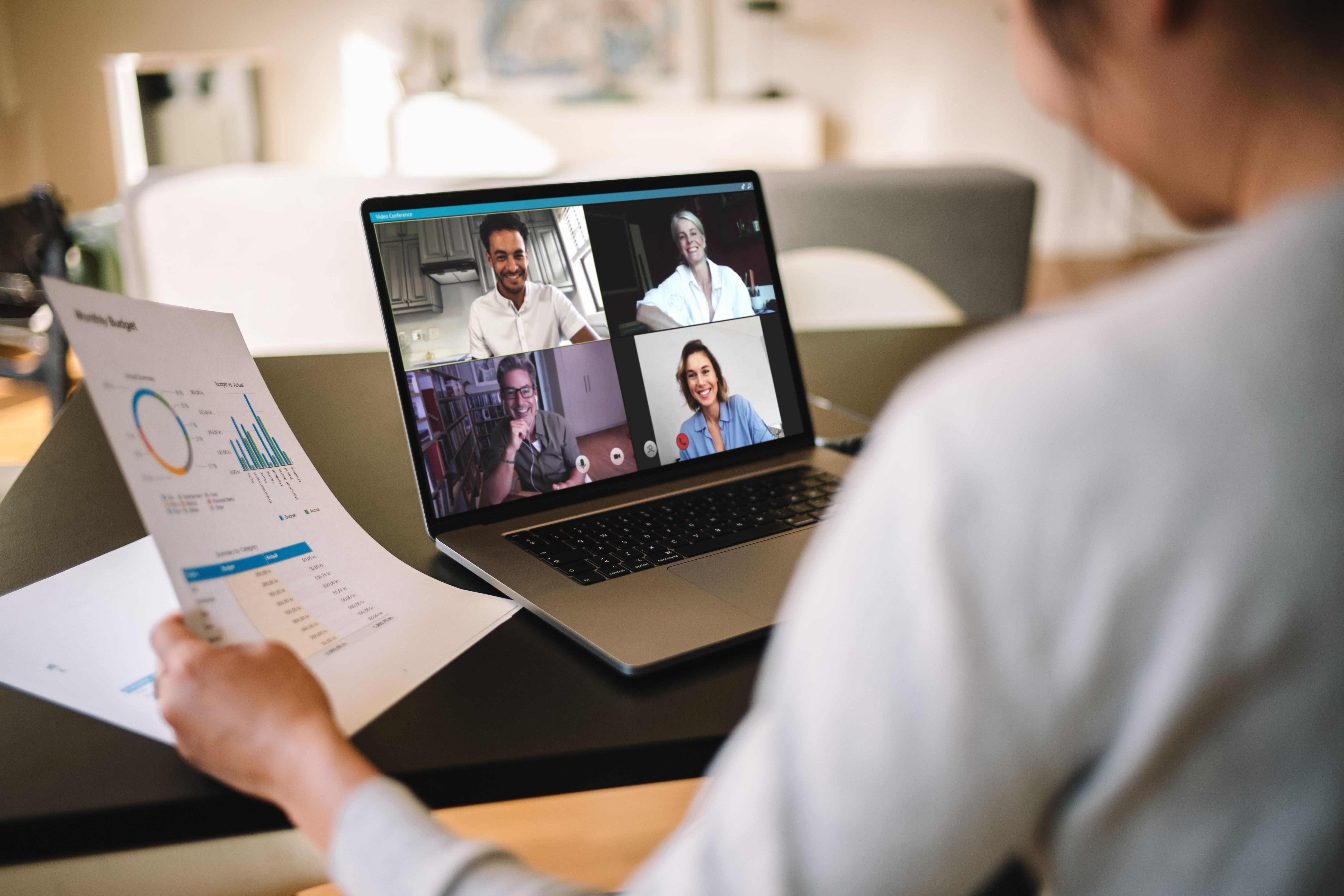 Team on a business video call