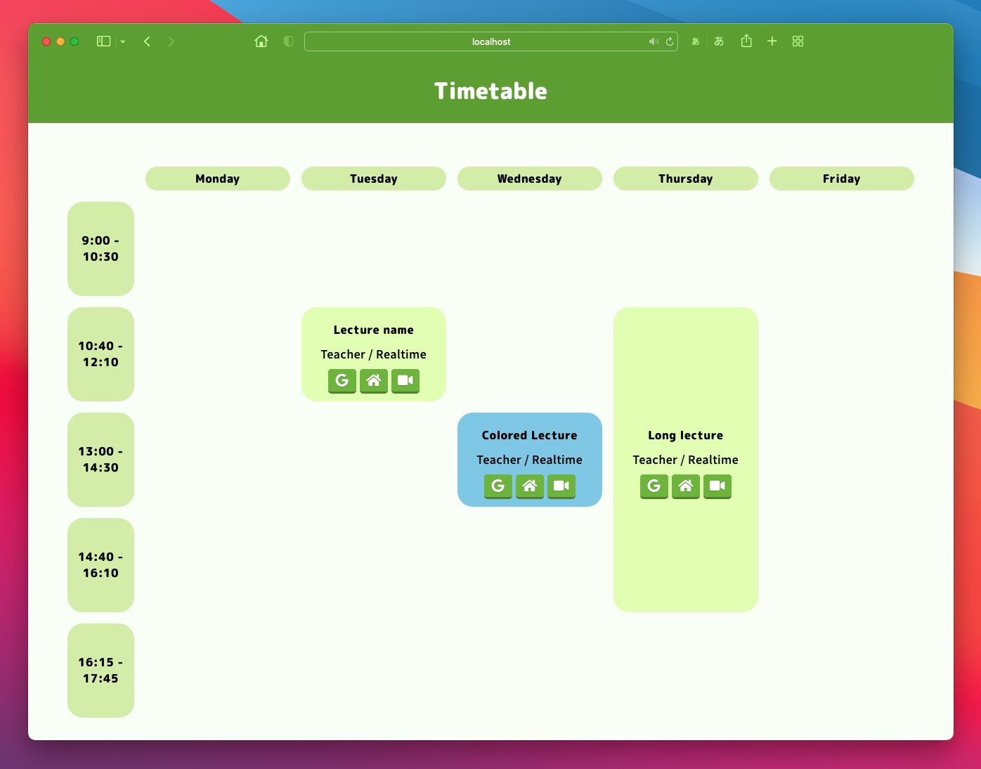 Timetable Pageの画像