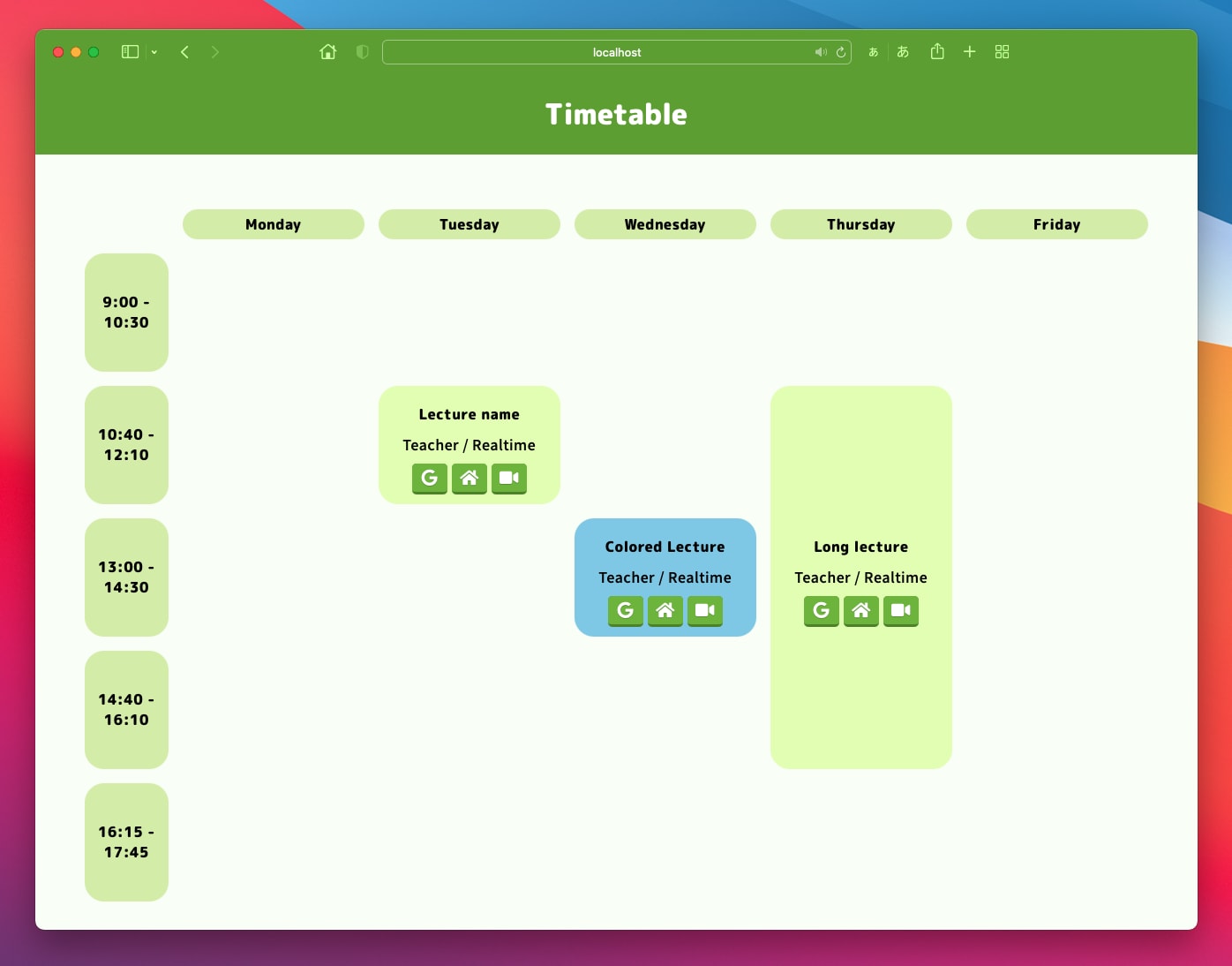 Timetable Pageの画像