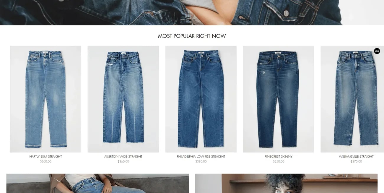 Denim Label Storefront: sample storefront homepage