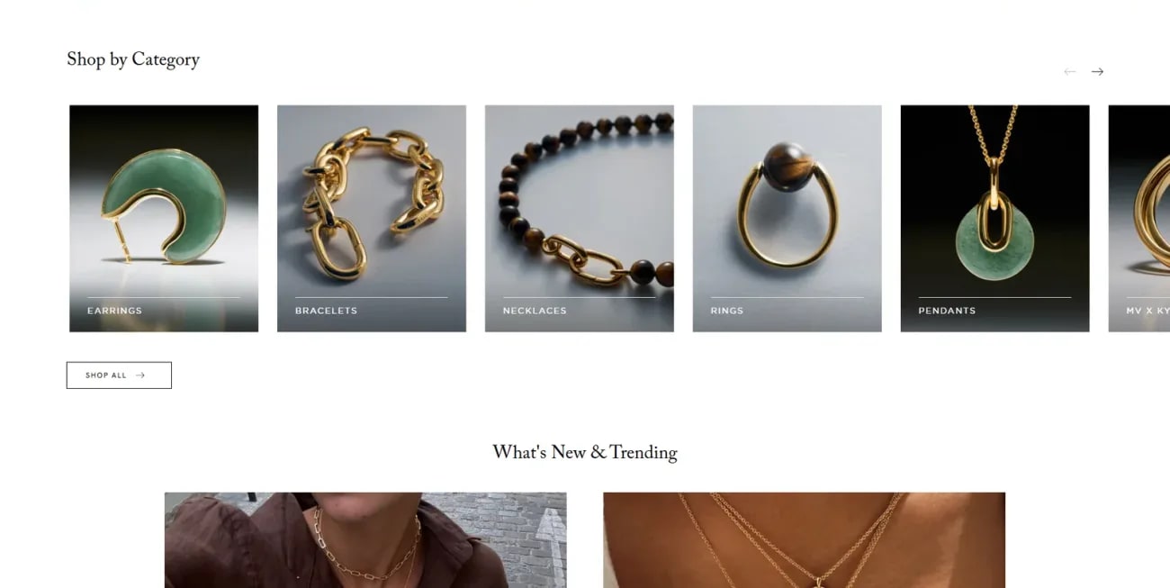 Fine Jewelry Storefront: sample storefront homepage