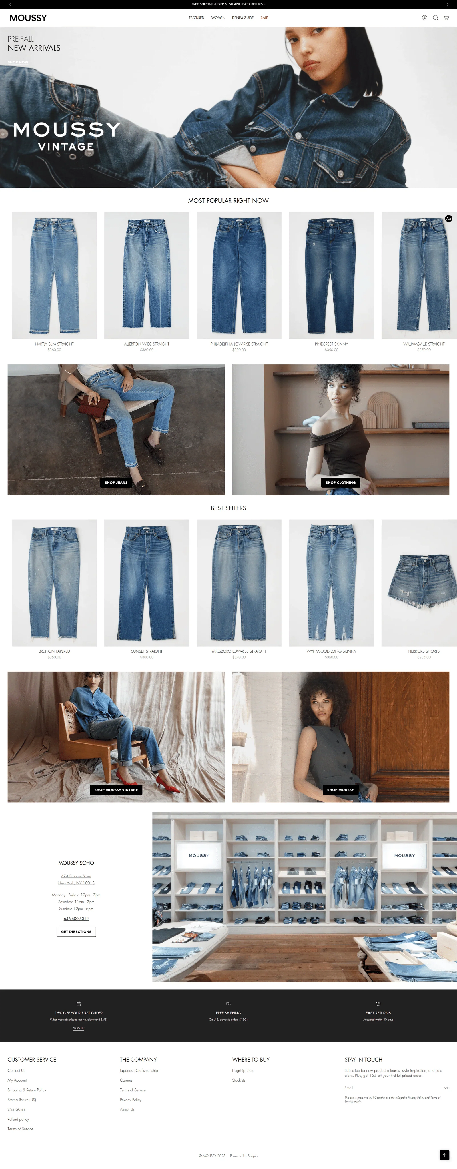 Denim Label Storefront: screenshot of a sample storefront layout