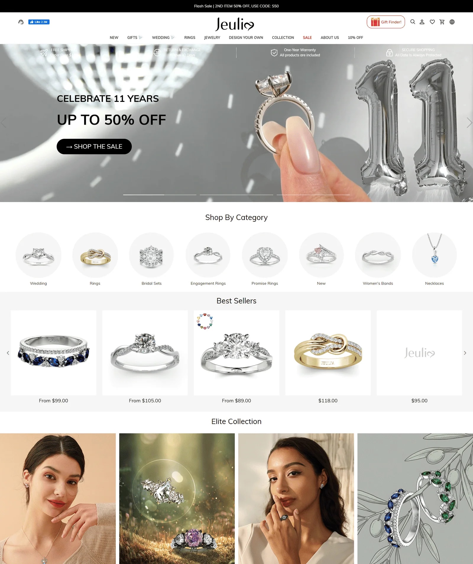 Jewelry Catalog Storefront: sample storefront homepage