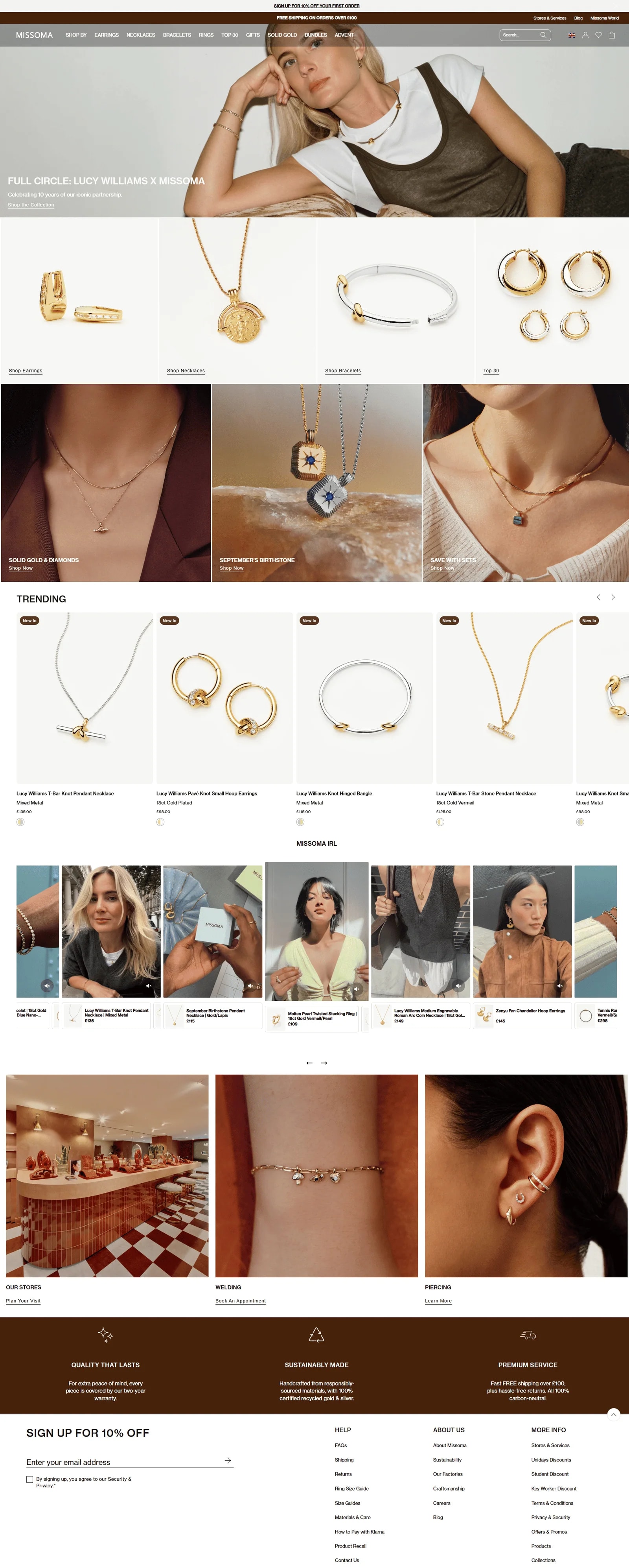 Modern Jewelry Storefront: screenshot of a sample storefront layout
