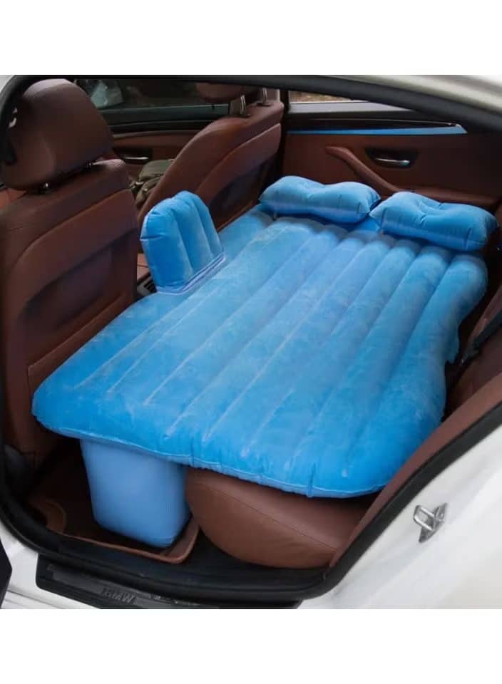 Car Backseat Inflatable Air Mattress Bed with Moto Pump and Two Pillows for Traveling Sleep Rest