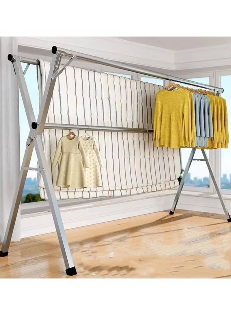 Clothes Drying Rack for Laundry Foldable Free of Installation Adjustable Stainless Steel Garment Rack
