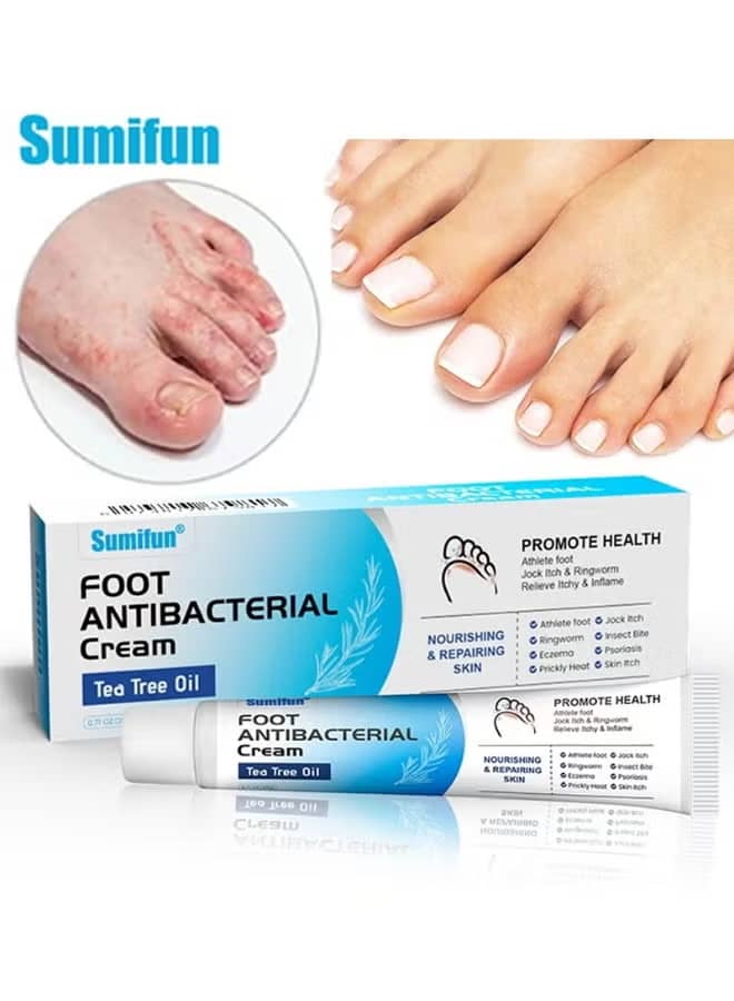 Multi-Purpose Foot Antibacterial Cream Tea Tree Oil Formula for Athlete’s Foot, Prickly Heat, Ringworm, Dry Skin, Redness Relief, Skin Repair and Healthy Foot Maintenance