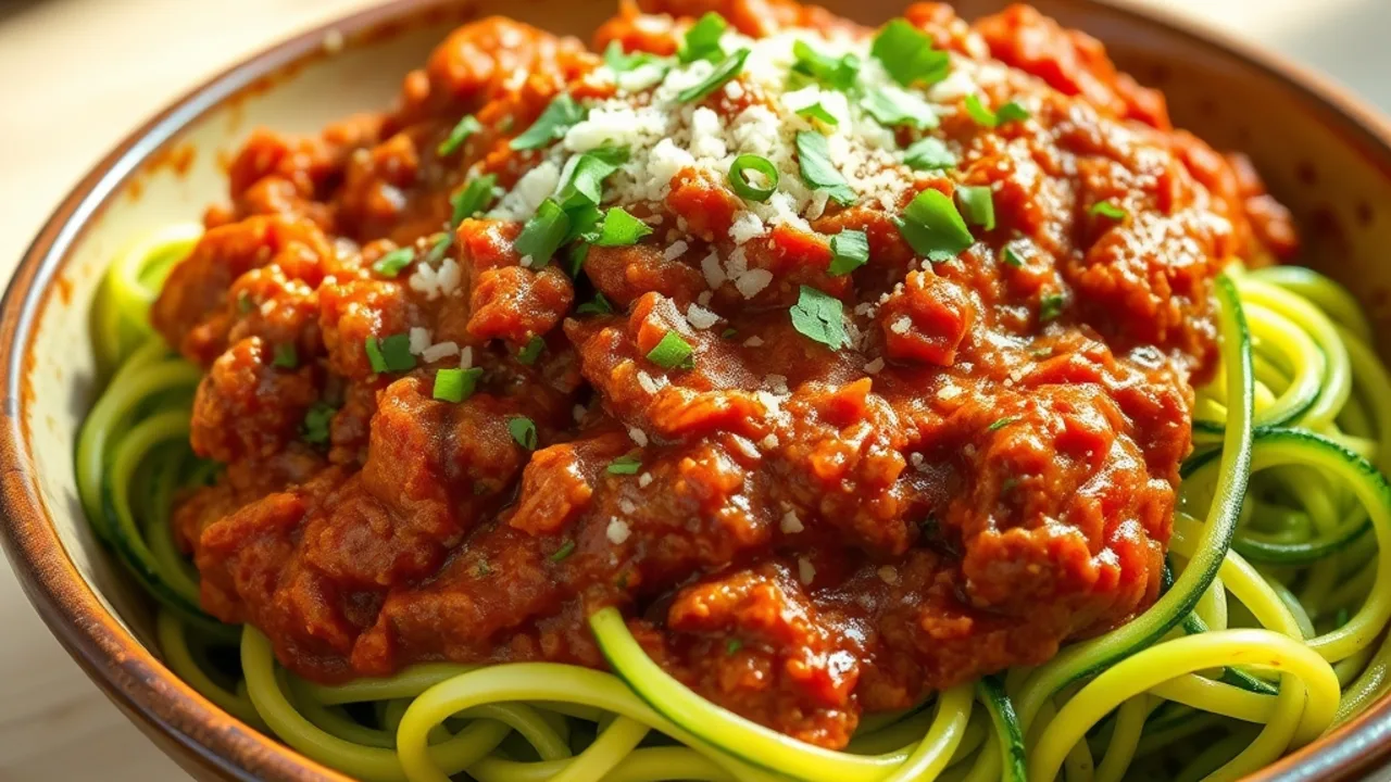 Low Carb Zucchini Noodle Turkey Bolognese Recipe