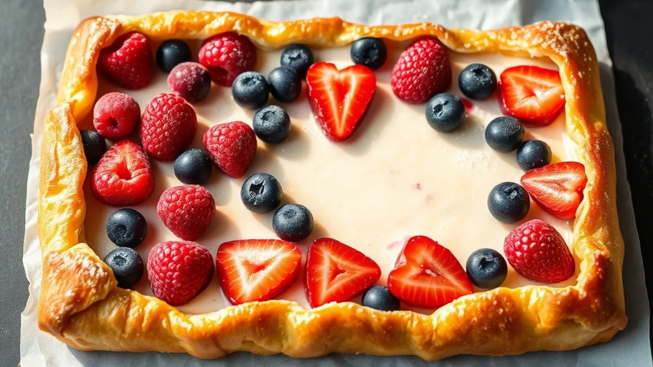 Simple Puff Pastry Dessert Recipe (Easy Berry Cream Tart)