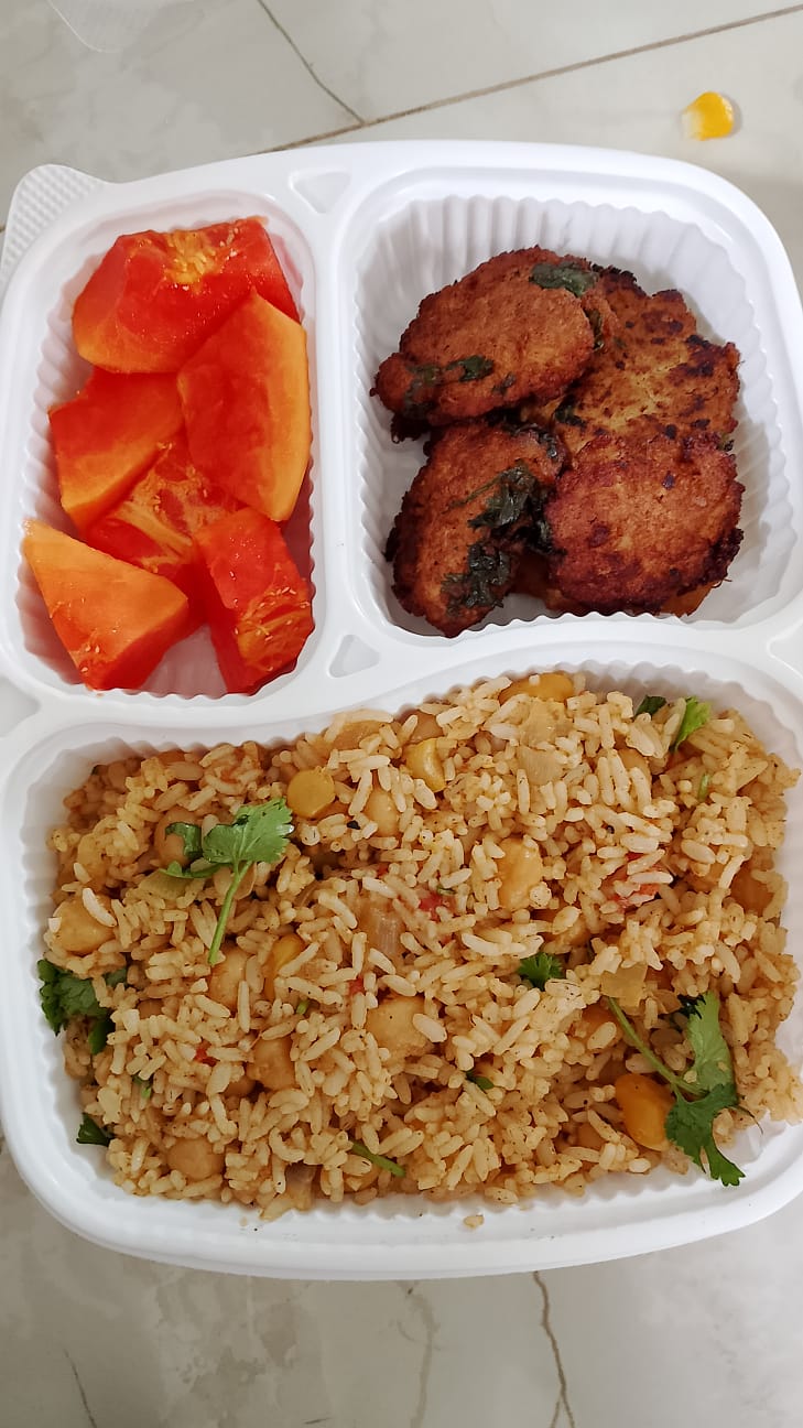 Vegetable Bhavana Rice with Chicken Keema Balls