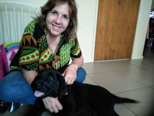 Belinda with black Labrador puppy