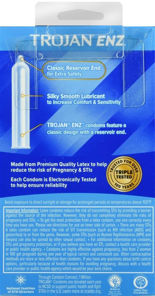 Trojan Enz Lubricant Latex Condoms Optum Store Optum Store