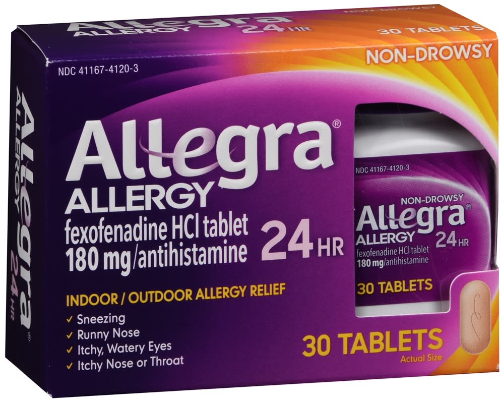 Allegra 24 Hour Allergy Relief NonDrowsy 180mg Tablets 30 Count