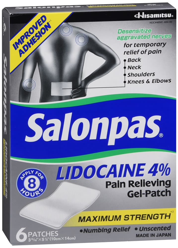 Salonpas Lidocaine 4 Pain Relieving GelPatches Maximum Strength