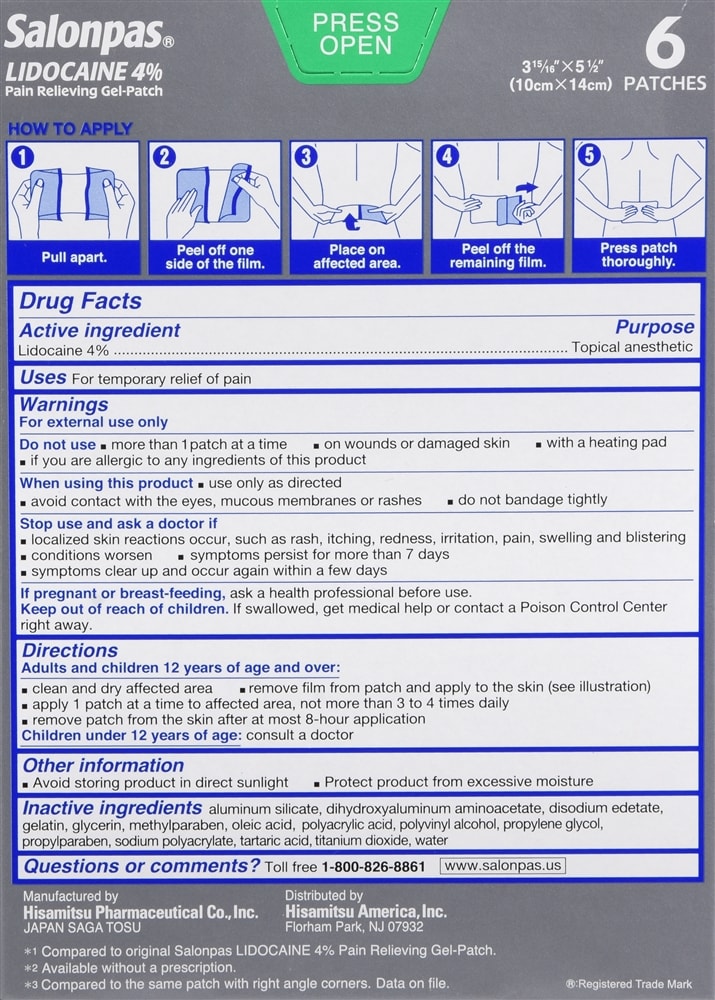 Salonpas Lidocaine 4 Pain Relieving GelPatches Maximum Strength Optum Store Optum Store