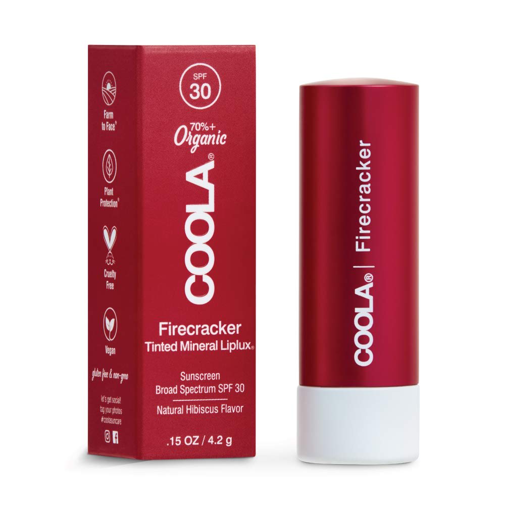 Coola Mineral Liplux Organic Tinted Lip Balm SPF 30, Firecracker