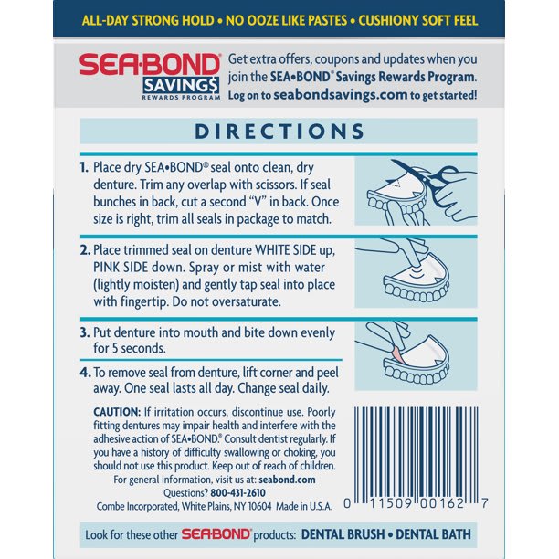 Sea Bond Denture Adhesive Wafers, Uppers, Original - 15 uppers