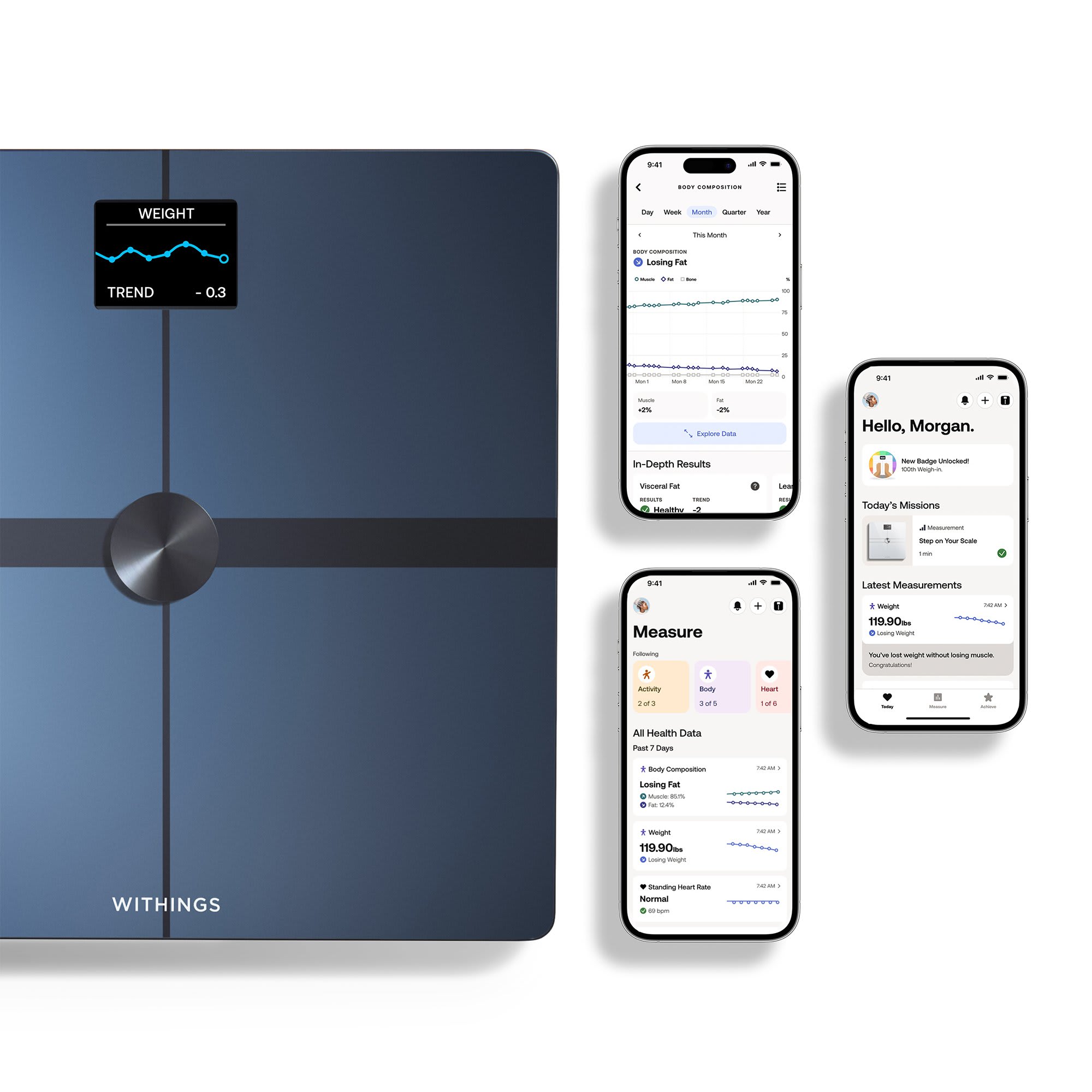 WITHINGS Body Smart - Accurate Scale for Body Weight and Fat Percentage,  Body Composition Wi-Fi and Bluetooth, Baby Weight Smart Scale Apple