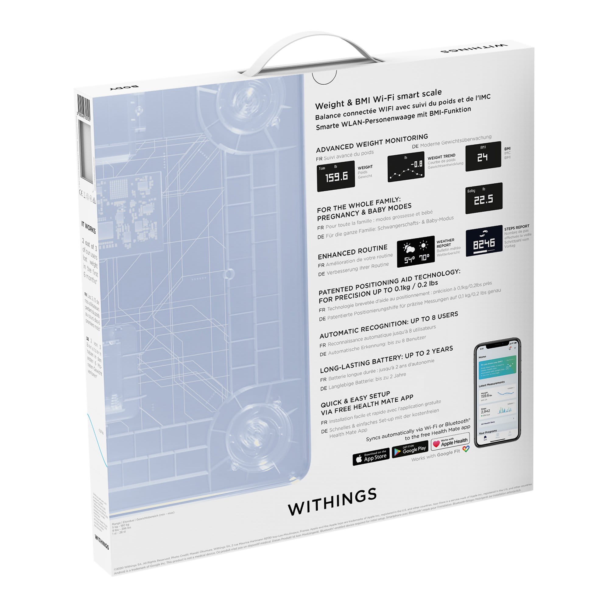 Withings Body Smart Wi-Fi bathroom scale - Scale for Body Weight - Digital  Scale and Smart Monitor Incl. Body Composition Scales with Body Fat and  Weight loss management body scale Black