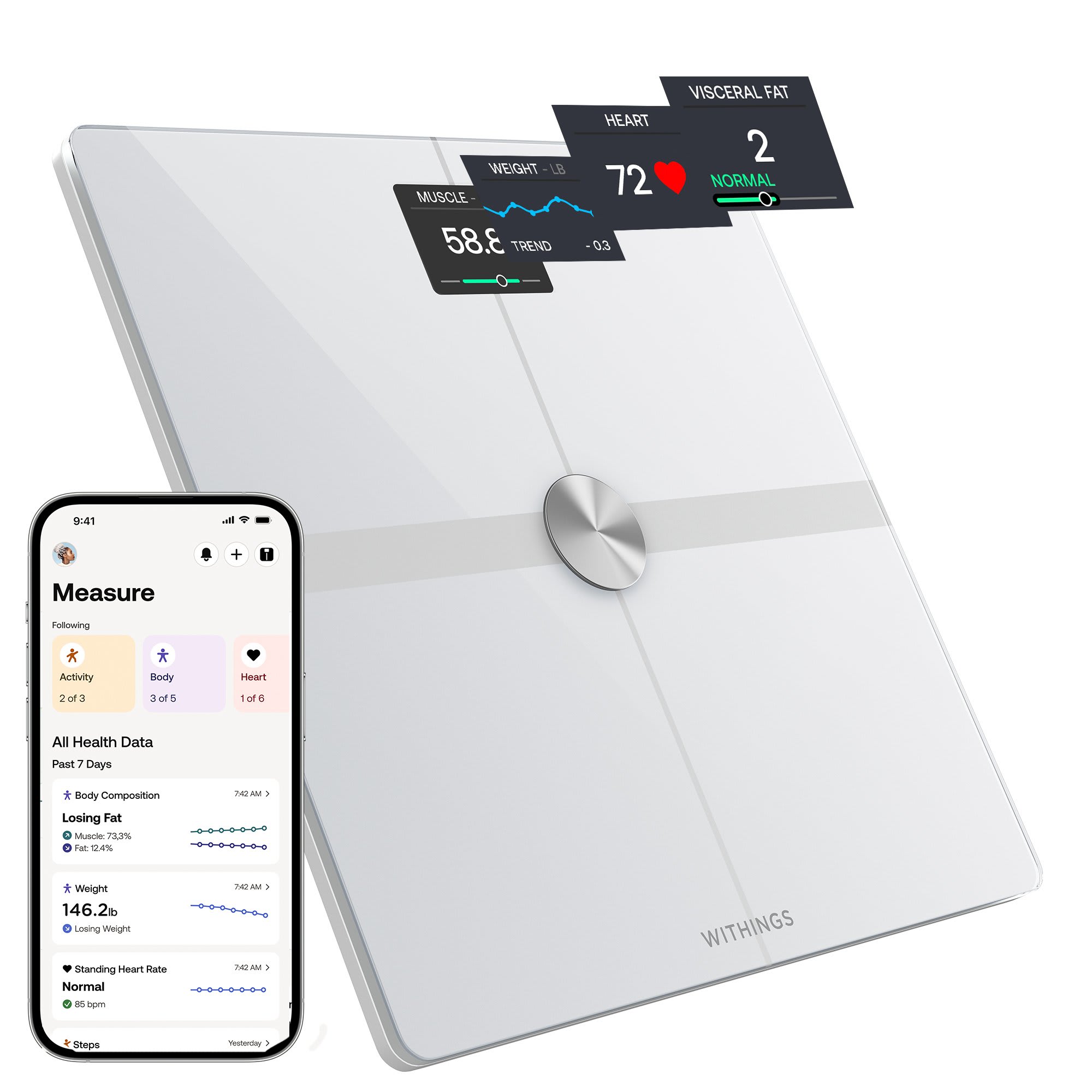  WITHINGS Body Smart - Accurate Scale for Body Weight and Fat  Percentage, Body Composition Wi-Fi and Bluetooth, Baby Weight Smart Scale  Apple Compatible, Bathroom Scale,FSA/HSA : Health & Household