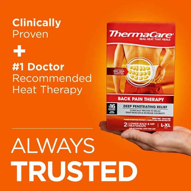 ThermaCare Lower Back & Hip Pain Relief HeatWraps, Large/X-Large - 2 ct