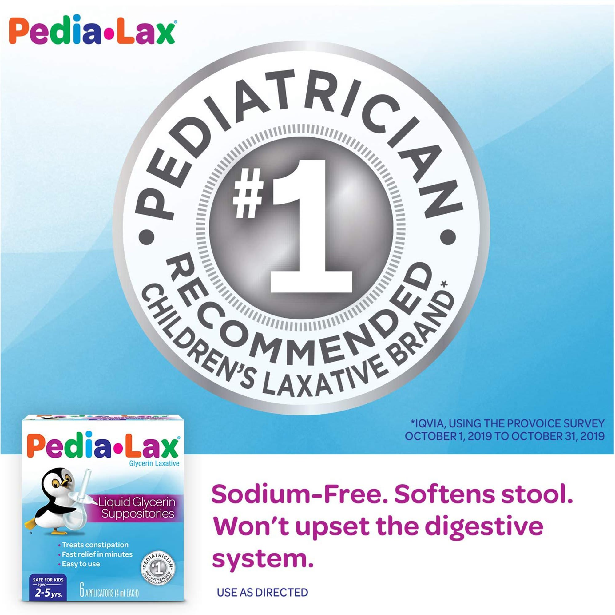 Pedia-Lax Laxative Liquid Glycerin Suppositories for Kids, Ages 2-5 - 6 ct