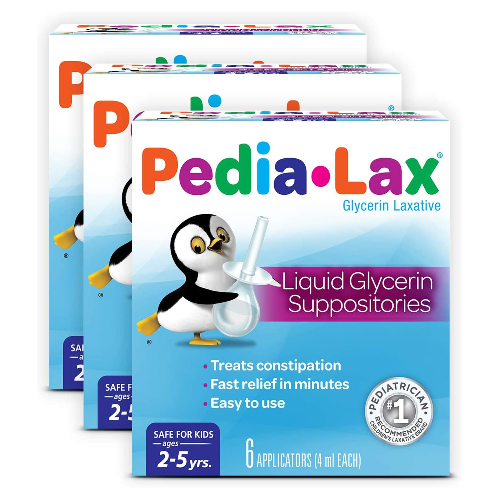 Pedia-Lax Laxative Liquid Glycerin Suppositories for Kids, Ages 2-5 - 6 ct