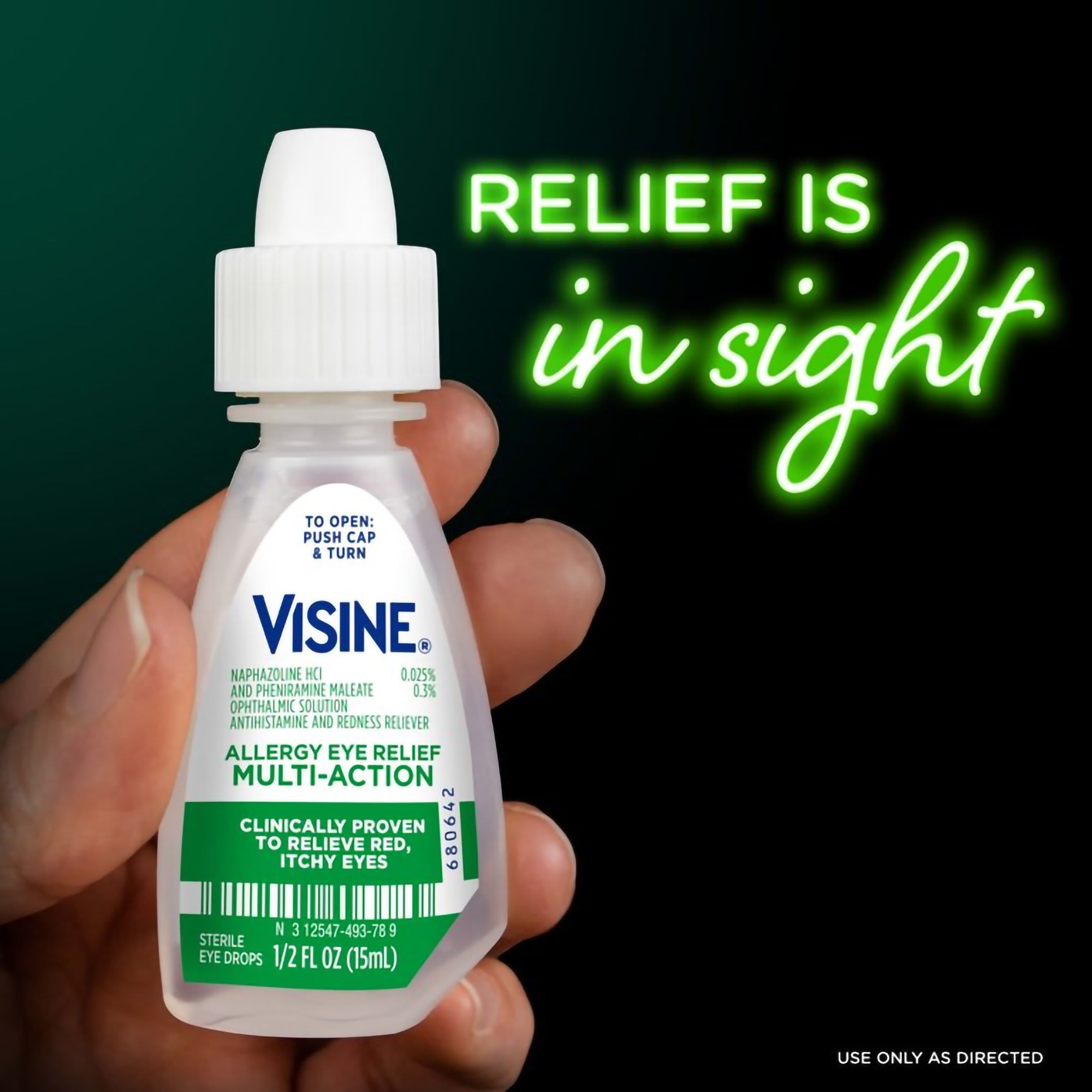 Visine Allergy Eye Relief Multi-Action Antihistamine & Redness Reliever Eye  Drops with Pheniramine Maleate & Naphazoline HCl, Eye Drop Treatment for