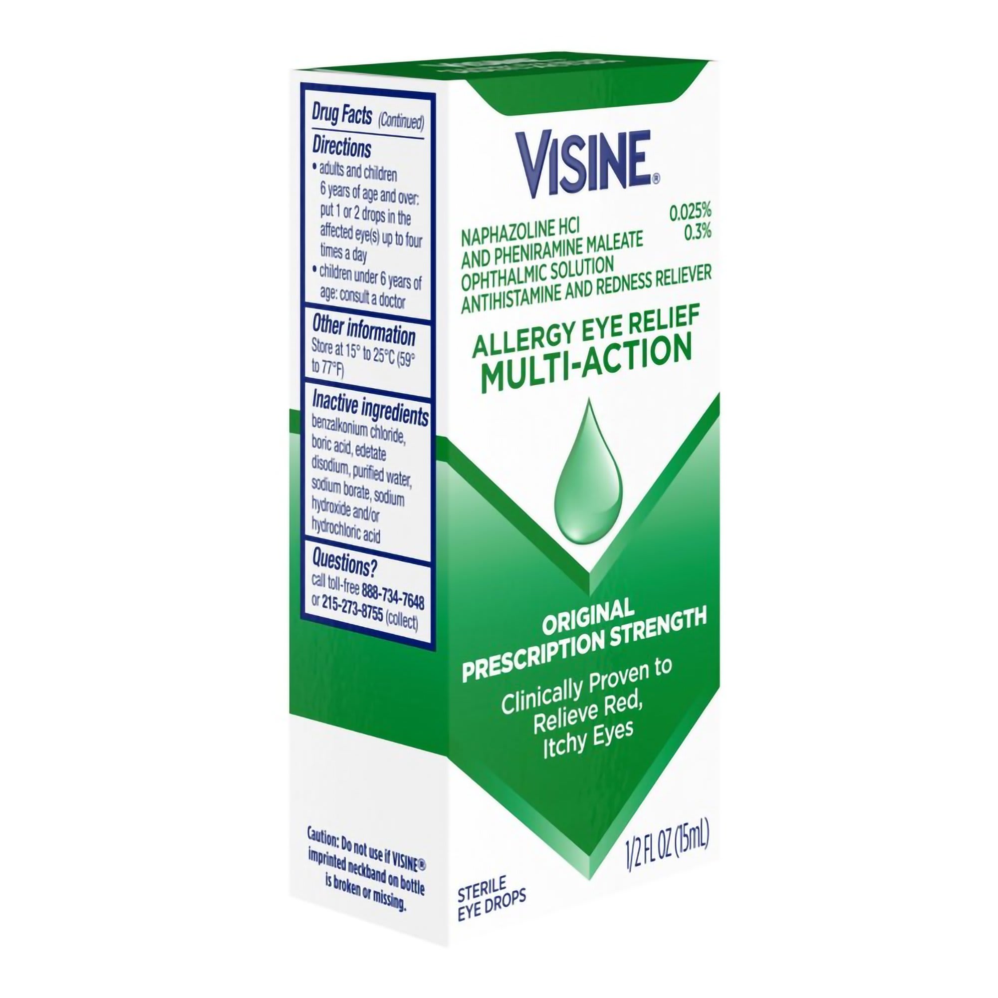 Visine Allergy Eye Relief Multi-Action Antihistamine & Redness Reliever Eye  Drops with Pheniramine Maleate & Naphazoline HCl, Eye Drop Treatment for