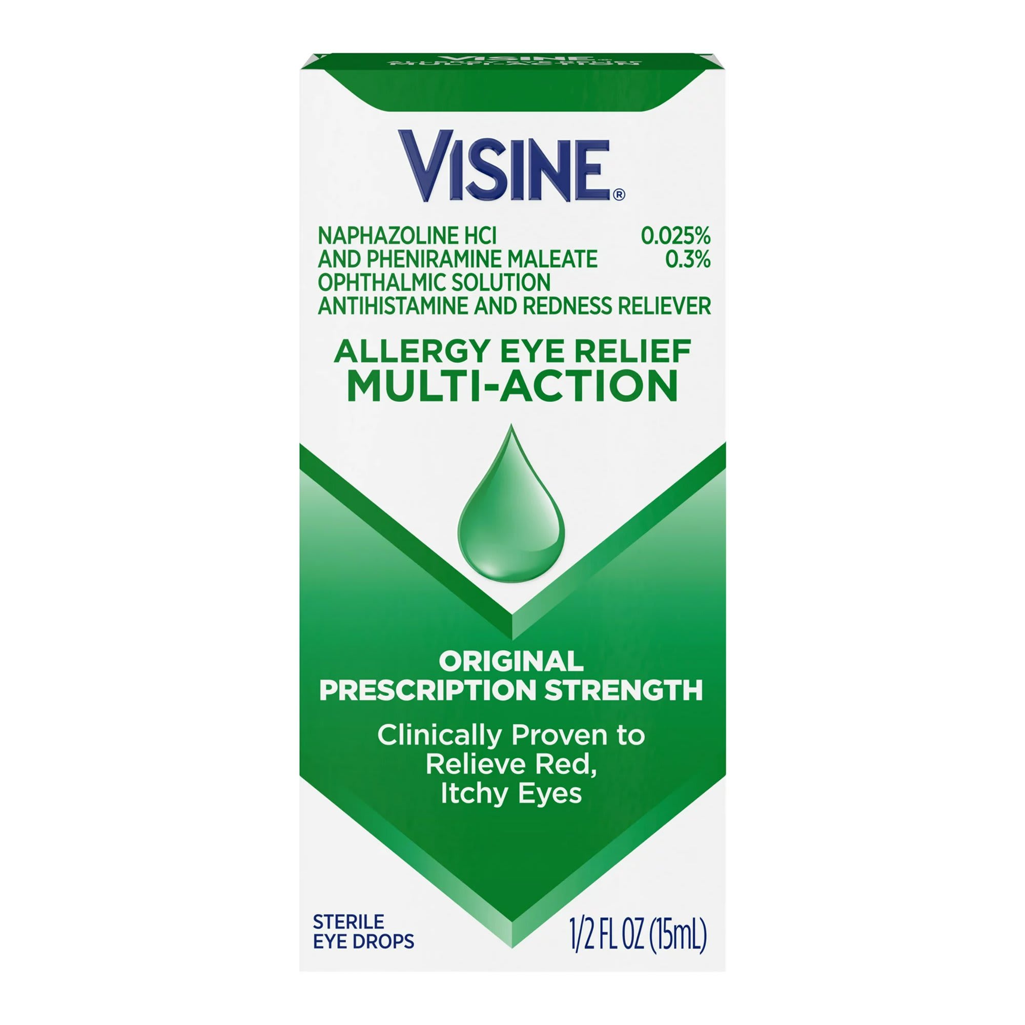 Visine Allergy Eye Relief Multi-Action Antihistamine & Redness Reliever Eye  Drops with Pheniramine Maleate & Naphazoline HCl, Eye Drop Treatment for