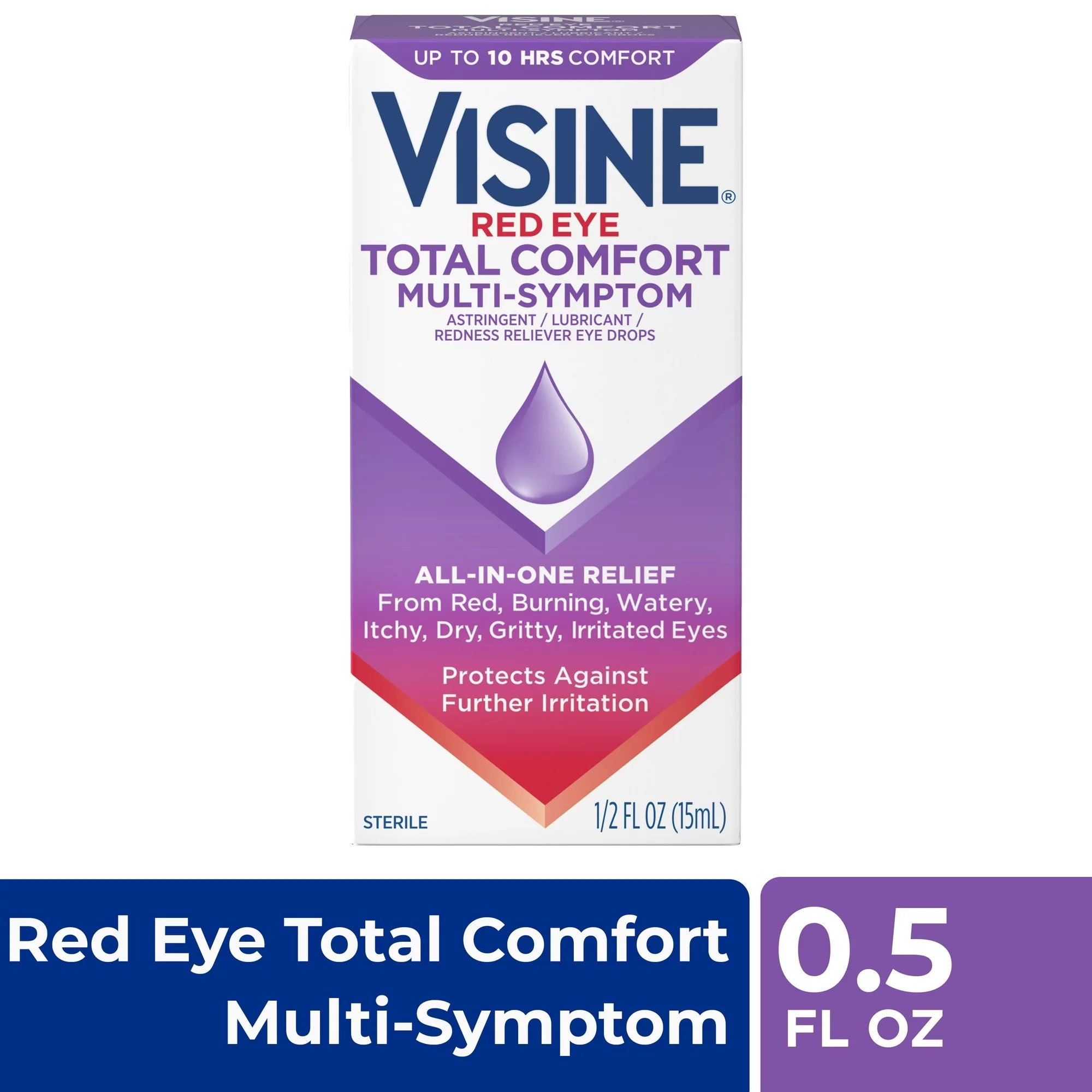  Visine Red Eye Hydrating Comfort Redness Relief and Lubricant  Eye Drops to Help Moisturize and Relieve Red Eyes Due to Minor Eye  Irritations Fast, Tetrahydrozoline HCl, 0.5 fl. oz : Health