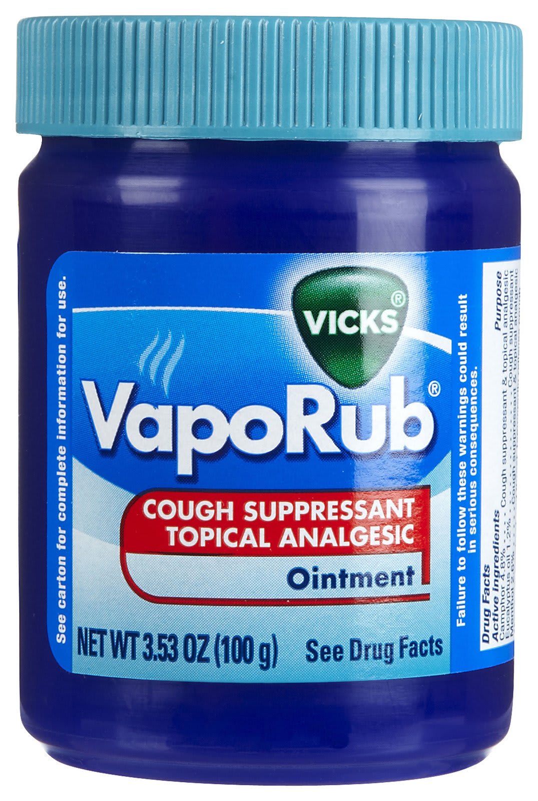 Vicks VapoRub, Chest Rub Ointment, Relief from Cough, Cold, Aches, & Pains  with Original Medicated Vicks Vapors, Topical Cough Suppressant, 1.76 Ounce