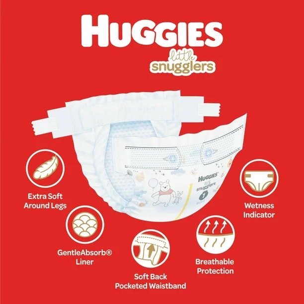 Huggies Little Snugglers Diapers, Disney Baby, 1 (Up to 14 lb) - 32 diapers