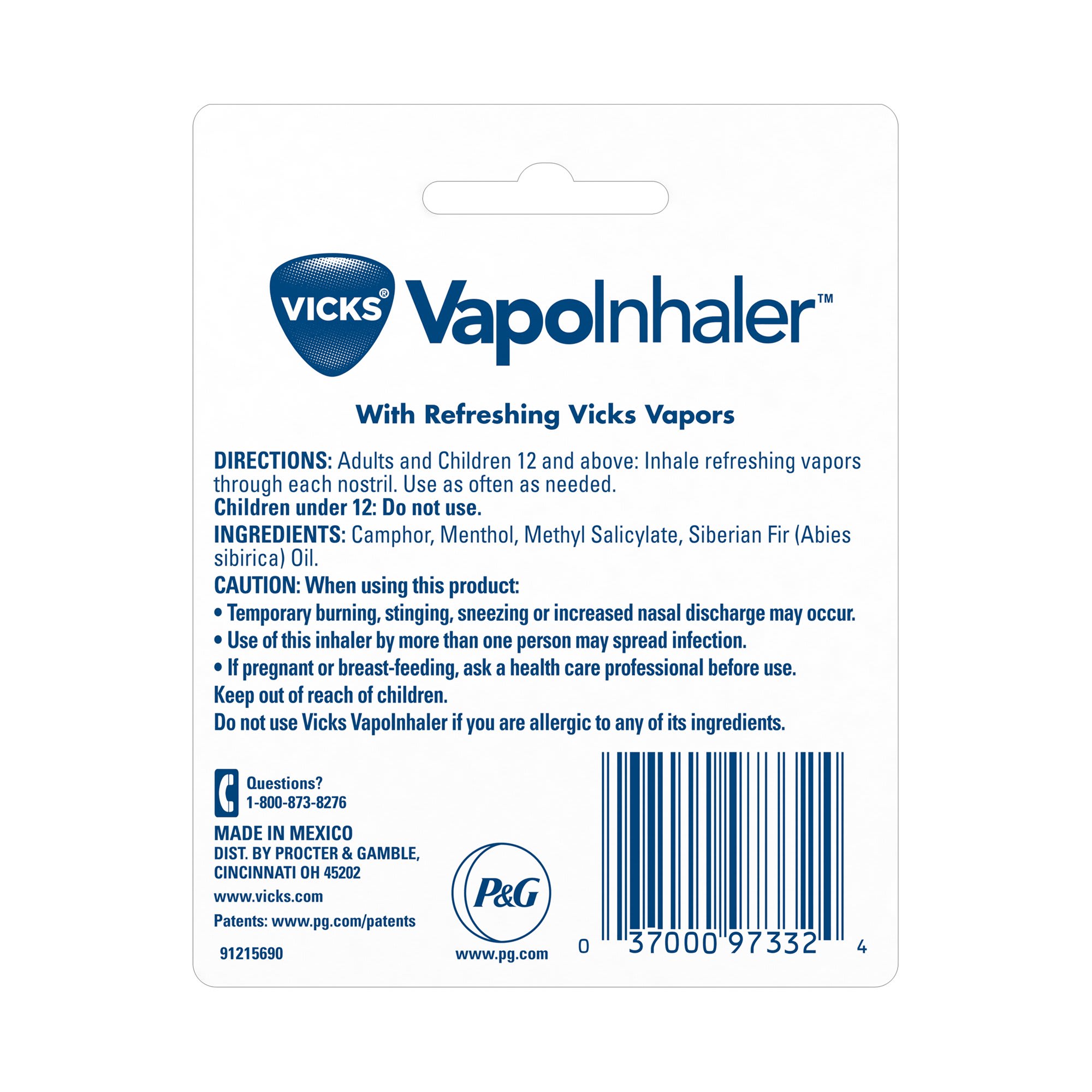 Vicks VapoInhaler Portable Non-Medicated Nasal Inhaler, Menthol - 1 ct