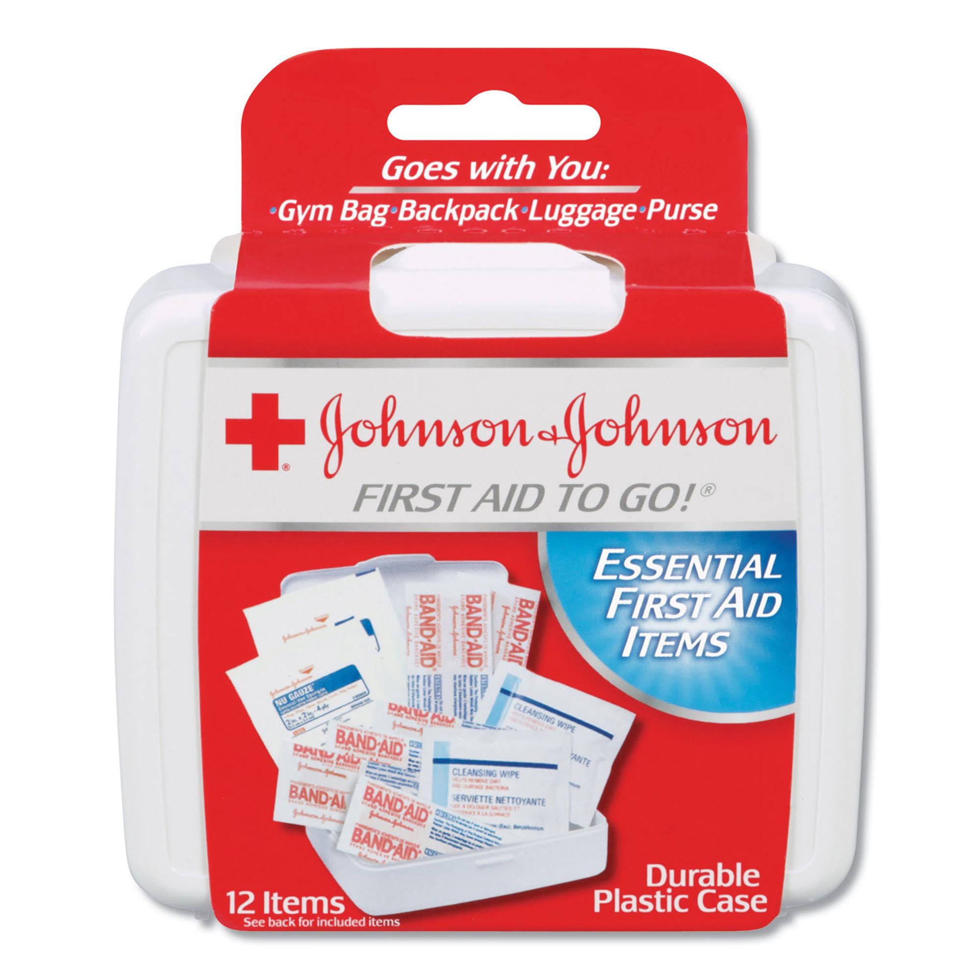 Johnson & Johnson First Aid To Go Portable Mini Travel Kit - 12 pieces