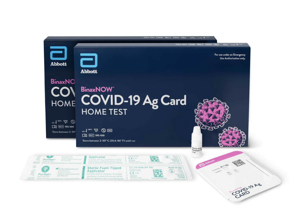 Abbott BinaxNOW™ COVID-19 Ag Card Home Test with eMed Telehealth Services -  1 Pack