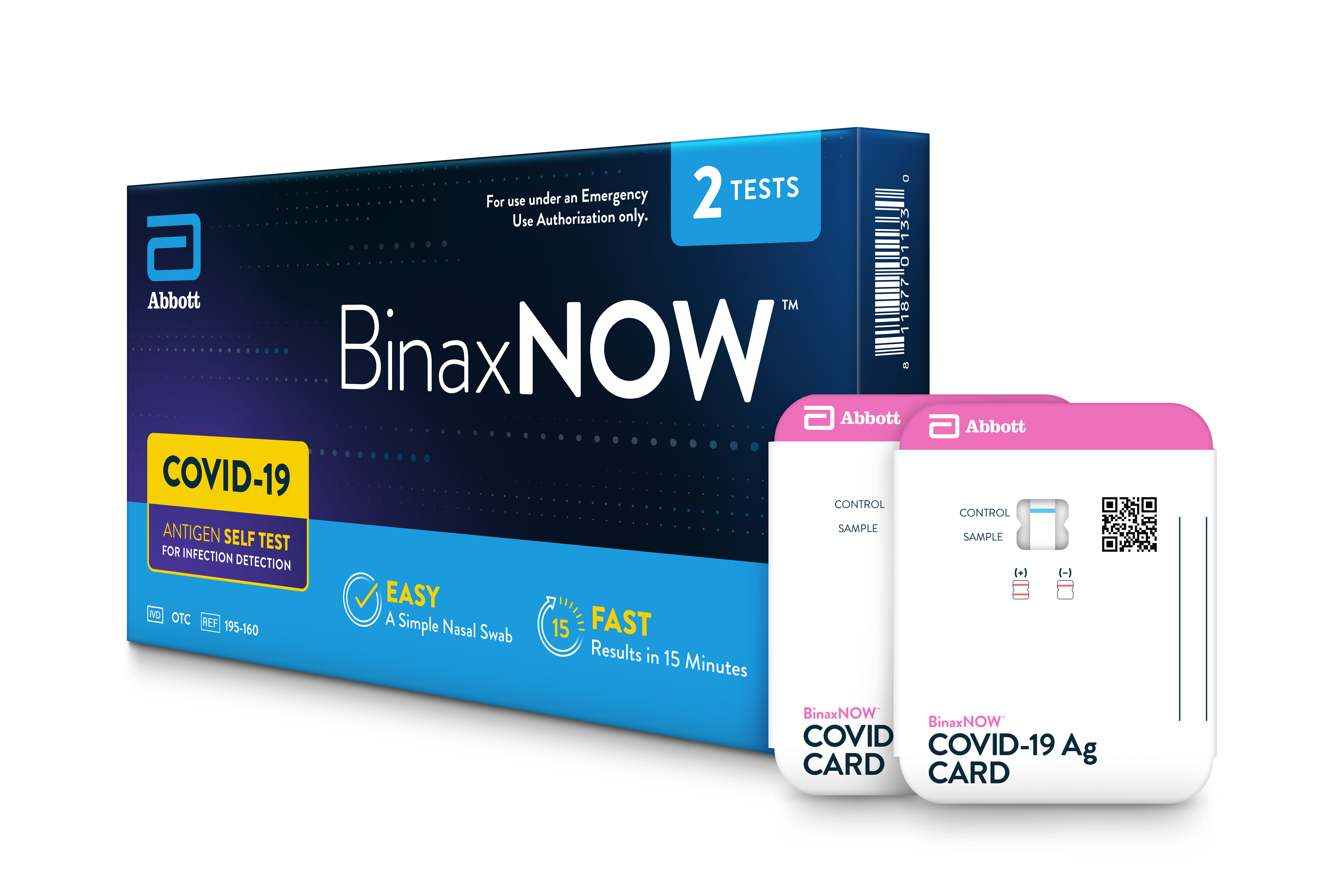 Abbott BinaxNOW™ COVID-19 Ag Card Home Test with eMed Telehealth Services -  1 Pack